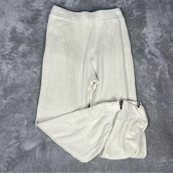 Anthropologie Sweatpants Womens Small Cream Sundry Faux Sherpa Ankle Zipper - Picture 8 of 11